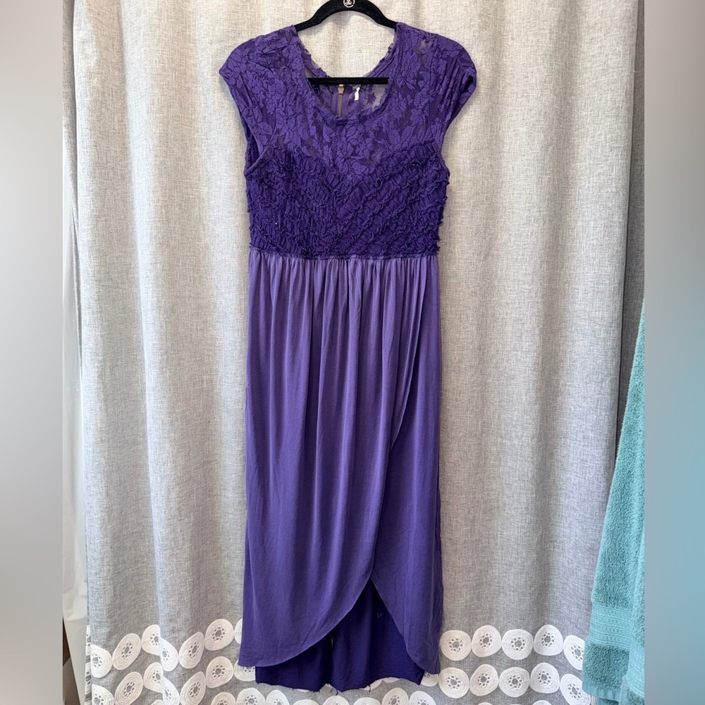 Free People Purple Lace Bodice Fuax Wrap Skirt Dress Medium